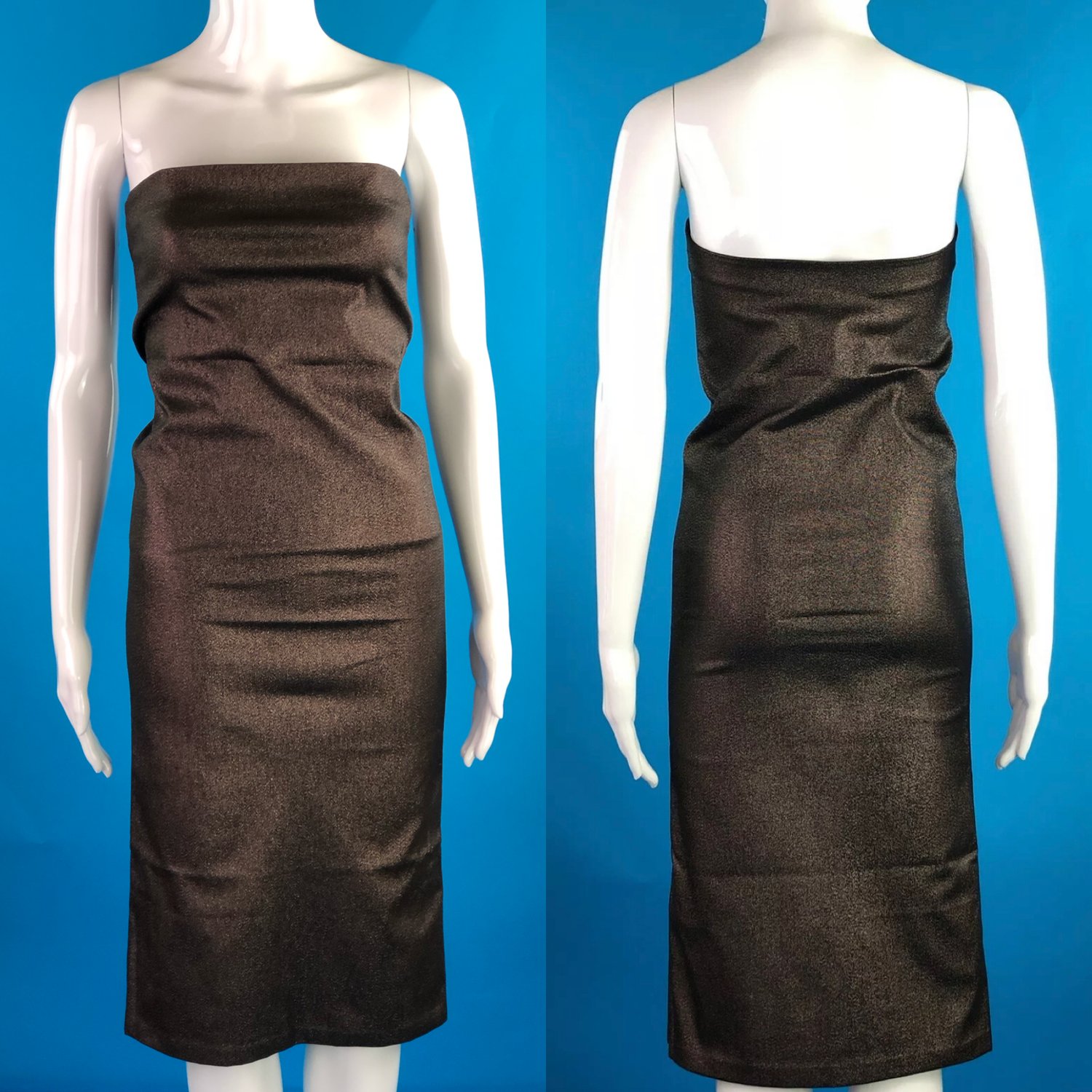 VTG4BLM) Gucci by Tom Ford S/S 1997 Metallic Tube Top Dress | Archivesgalore