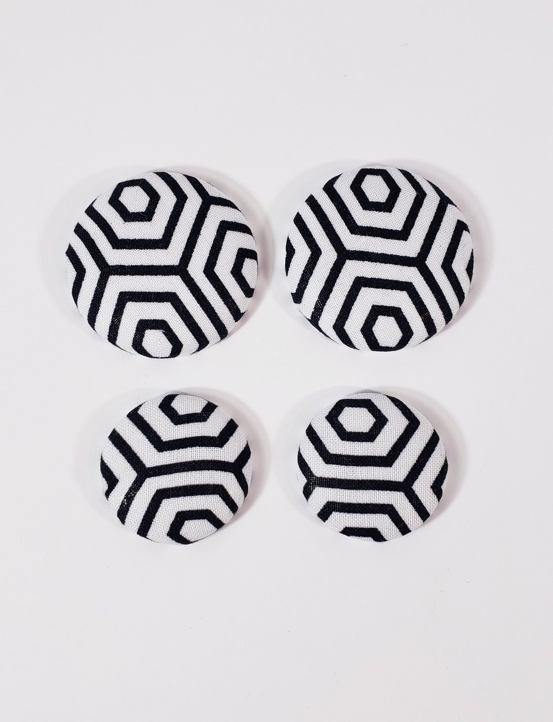 Image of Black Web Button Earrings