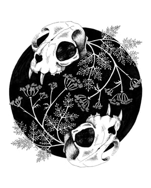 Cat skulls with hemlock print