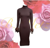 Feather Embellished Turtleneck Dress