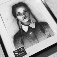 Wednesday Addams Charcoal Portrait Limited Edition Print
