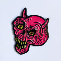 Image 1 of Pink Devil Skull Enamel Pin