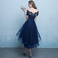 Image 3 of Cute A-line Short High Low Party Dress, Blue Homecoming Dress