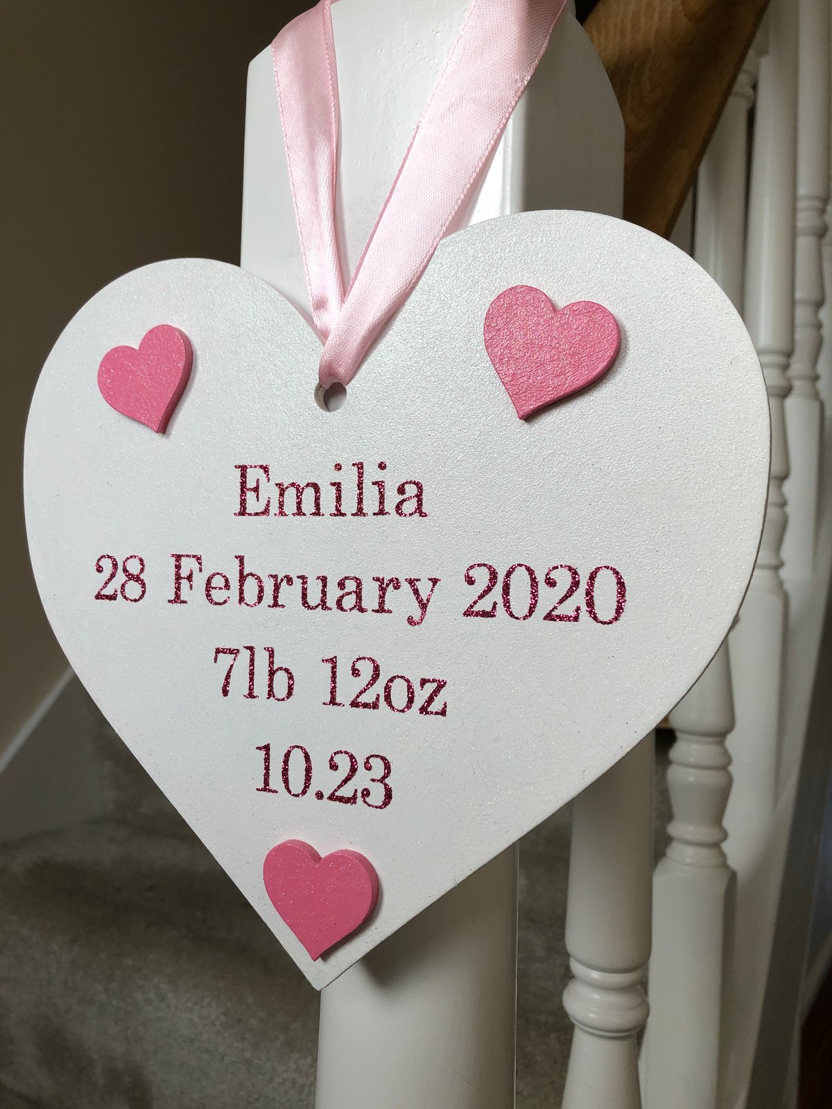 Image of New Baby Wooden Heart Plaque Gift