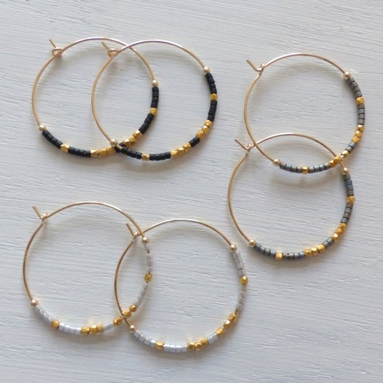 Image of Evening Delica And Fair Trade Bead Hoops 30mm
