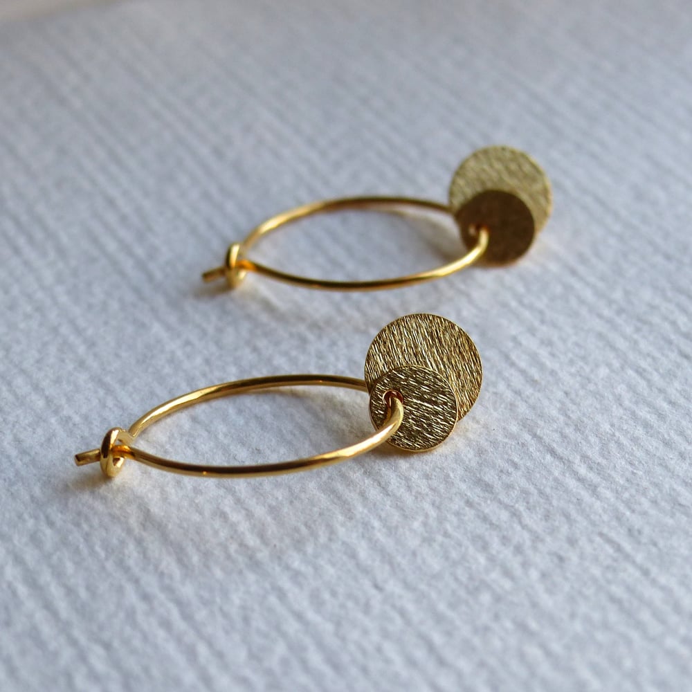 Image of Double Disc Hoops In Gold