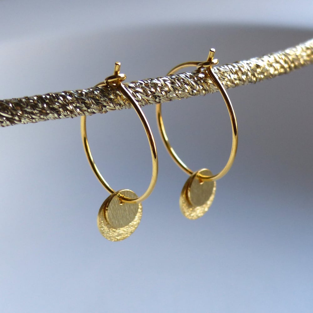 Image of Double Disc Hoops In Gold
