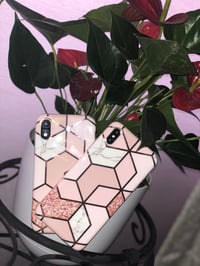 Pink Marble Geometric Case 