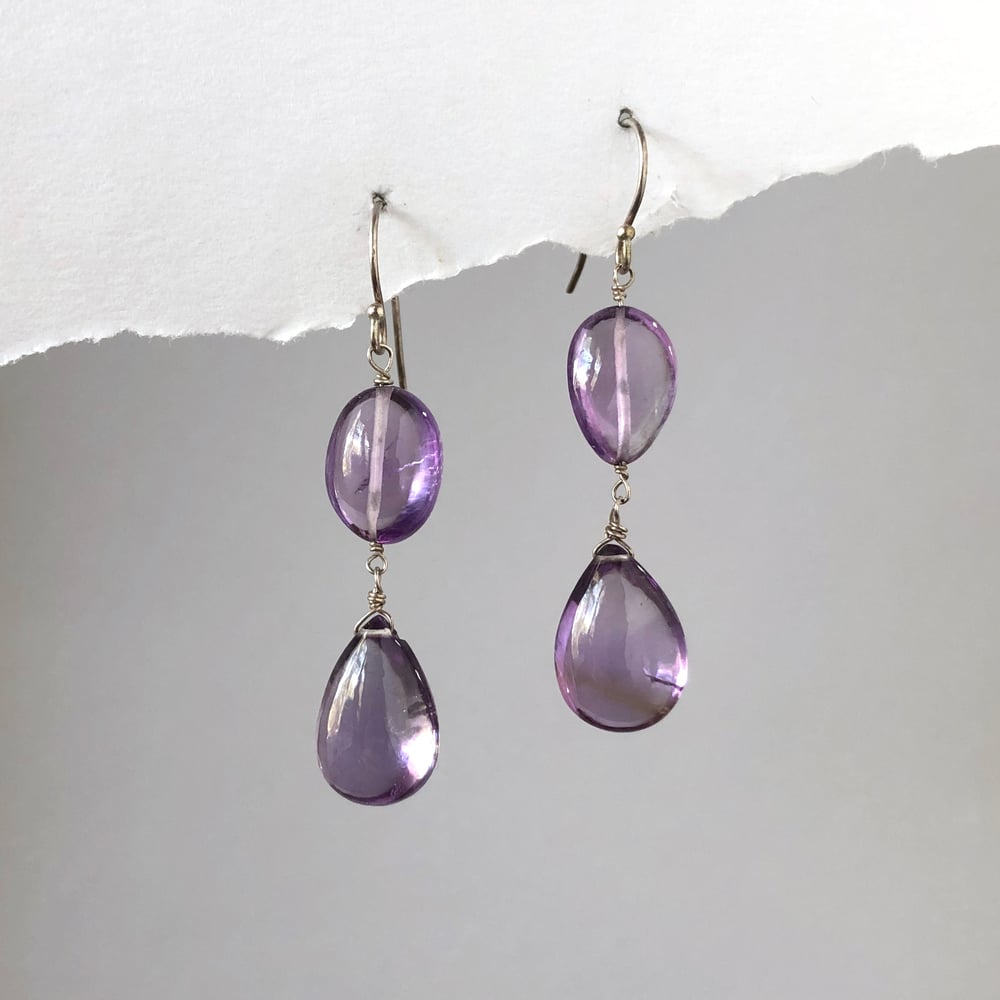 Image of Polished Amethyst Drop Earrings