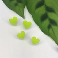 Image 3 of Náušnice srdíčka smaragdově zelená / limetková zelená