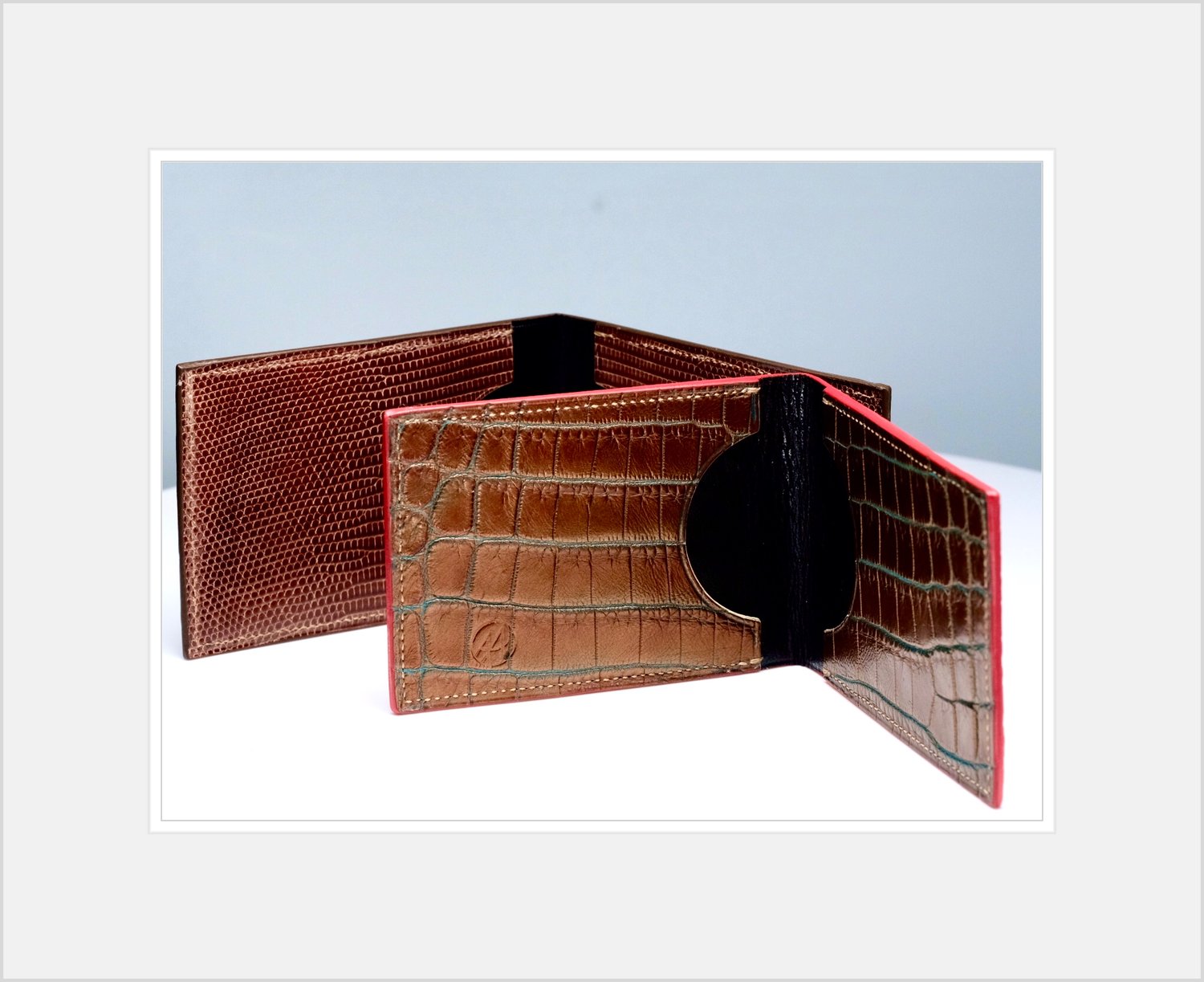 Image of MINIMALIST CARD WALLET 2-TONE ALLIGATOR, $1895