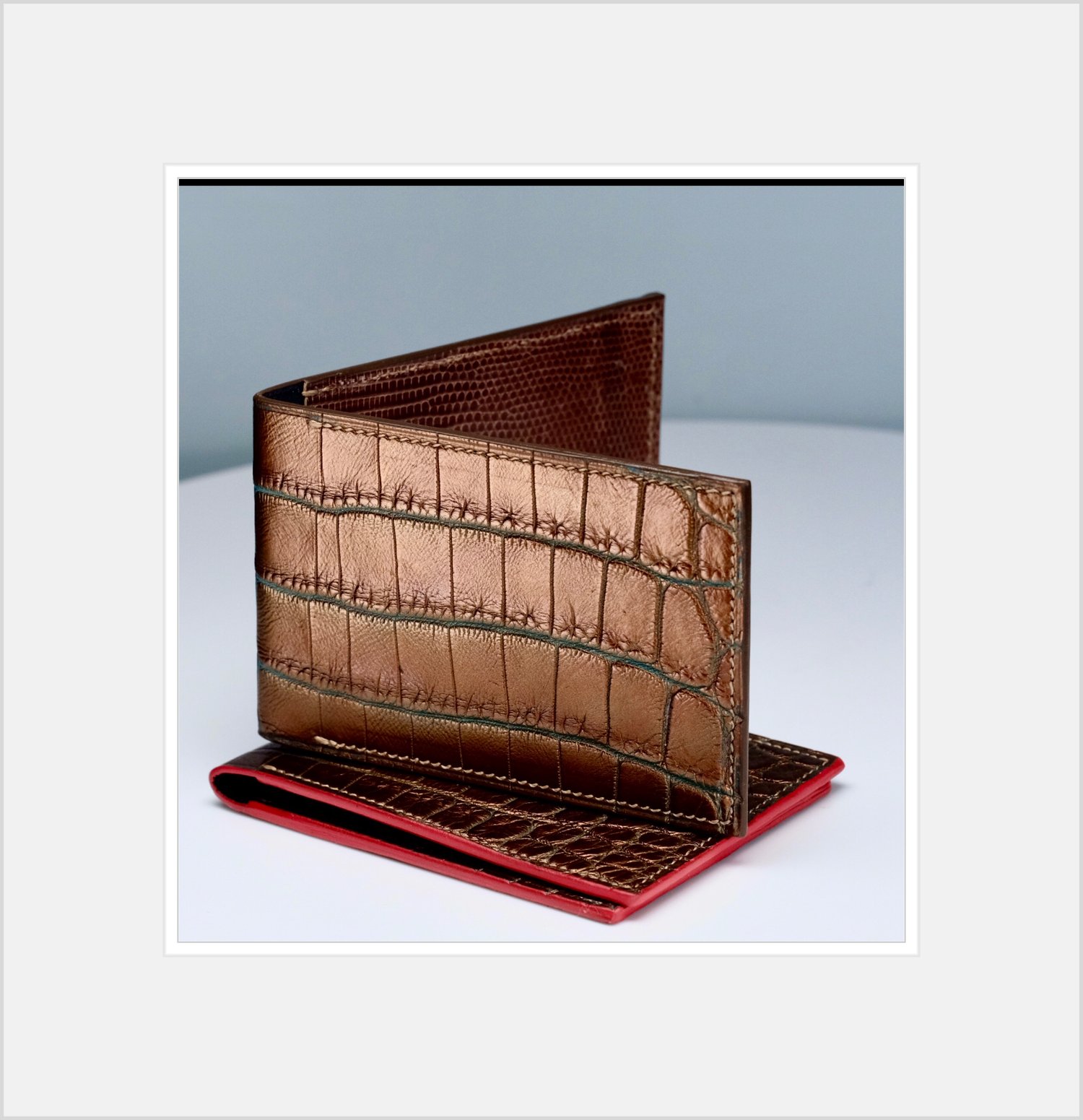 Image of MINIMALIST CARD WALLET 2-TONE ALLIGATOR, $1895