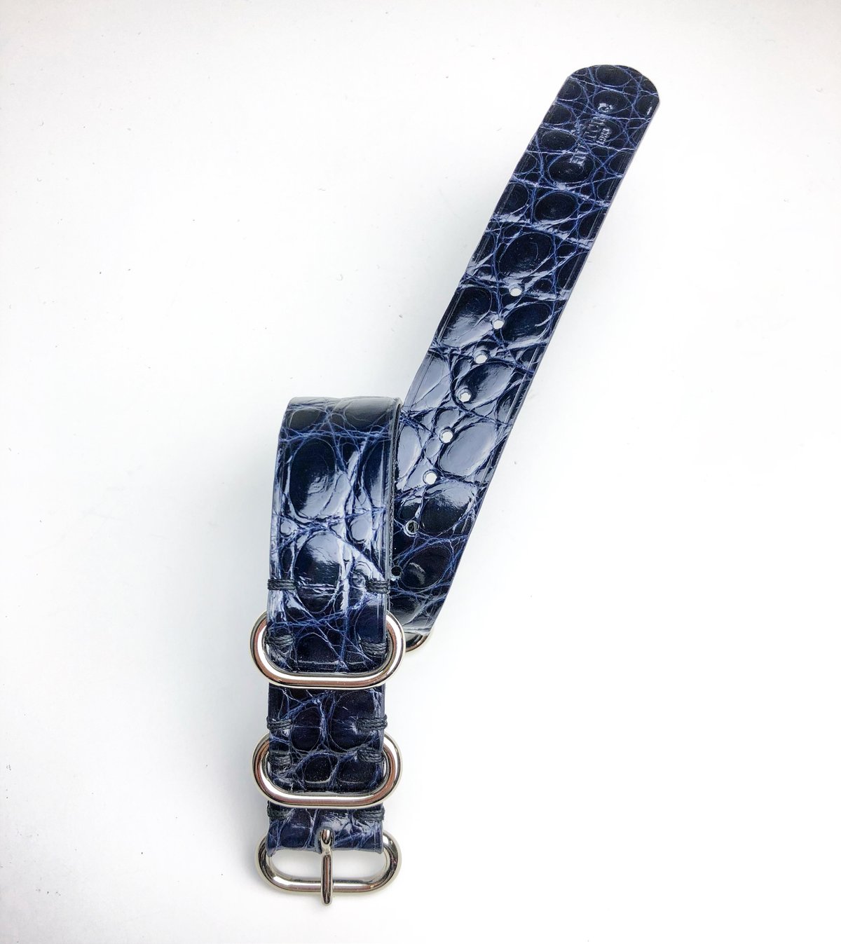 Image of *SAMPLE SALE* 20 mm Blue Alligator NATO Strap