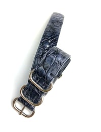 Image 1 of 20 mm Blue hand-brushed Crocodile NATO strap