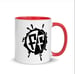 Image of White ceramic Fellowship splat mug with color inside 8oz