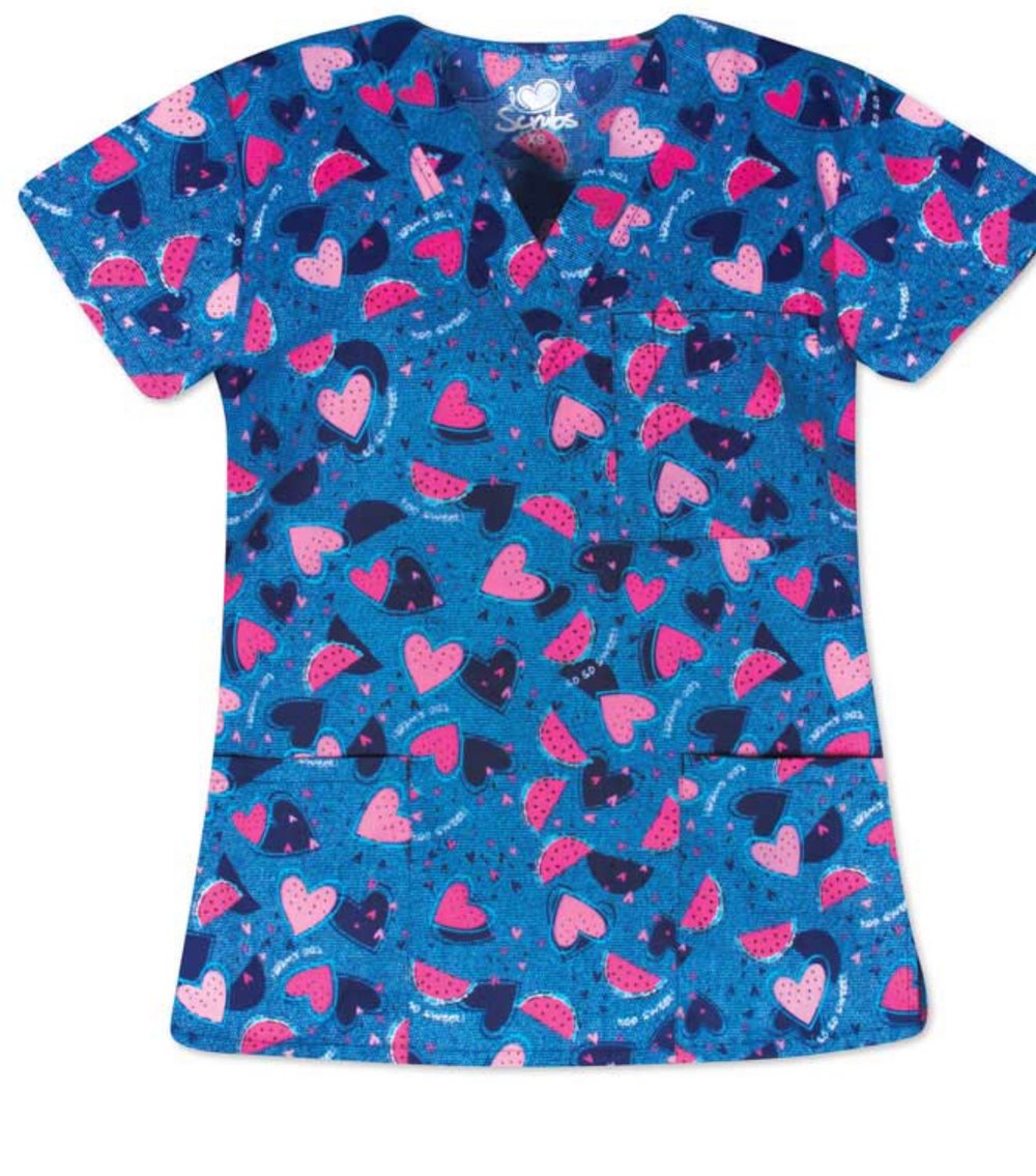 Image of Ladies 3 Pocket V Neck Top - Sweet Melons