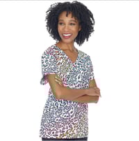 Image 2 of Ladies 3 Pocket V Neck Top- Fun Jungle