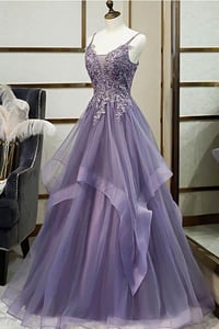 Image 2 of Fashionable Long Tulle Spaghetti Straps Layered Prom Dress, Evening Gown