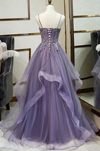 Image 3 of Fashionable Long Tulle Spaghetti Straps Layered Prom Dress, Evening Gown