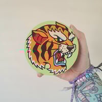 Trad Tiger head hand painted coaster
