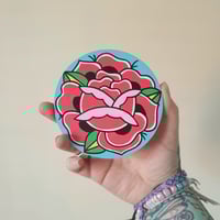 Rose hand painted coaster