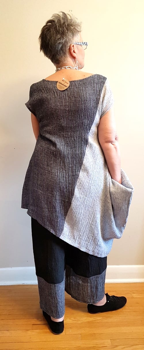Image of asymmetrical linen dress/tunic...grey
