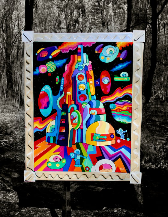 Image of SPACE CITY canvas custom pearl frame 36x46