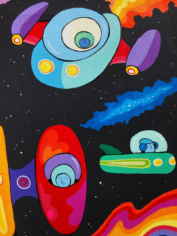 Image of SPACE CITY canvas custom pearl frame 36x46