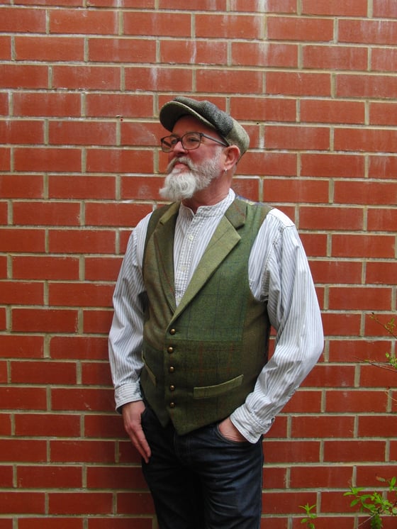 Image of Gentleman's Harlequin Waistcoat Light Green