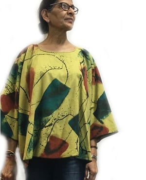 Image of Cotton/Rayon - Dale Top - Hand Painted Happy-Go-Lucky Design