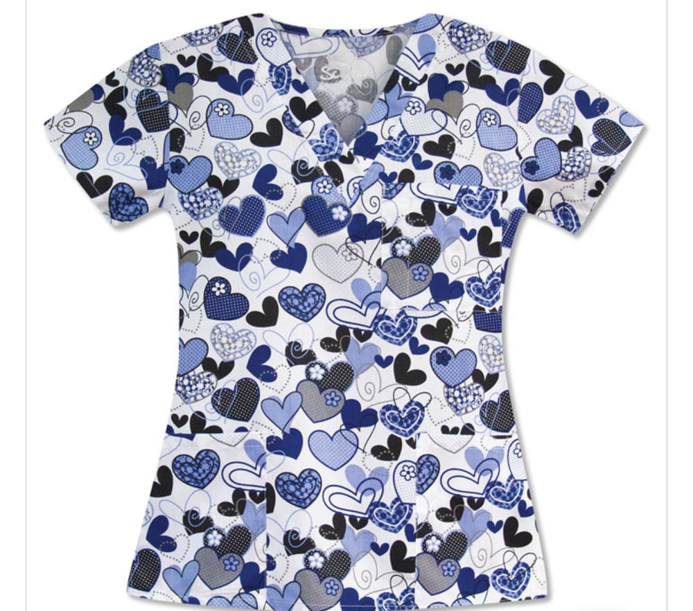 Image of Hearts of Blue Scrub Top