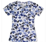 Hearts of Blue Scrub Top