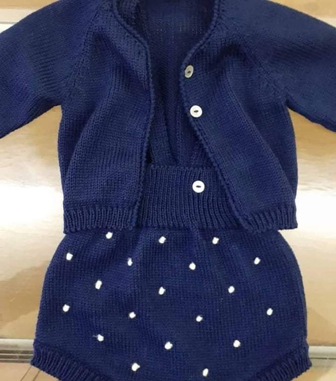 Conjunto de tricô de bebé 1-3 meses
