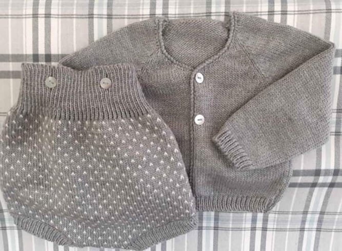 Conjunto de tricô de bebé 1-3 meses