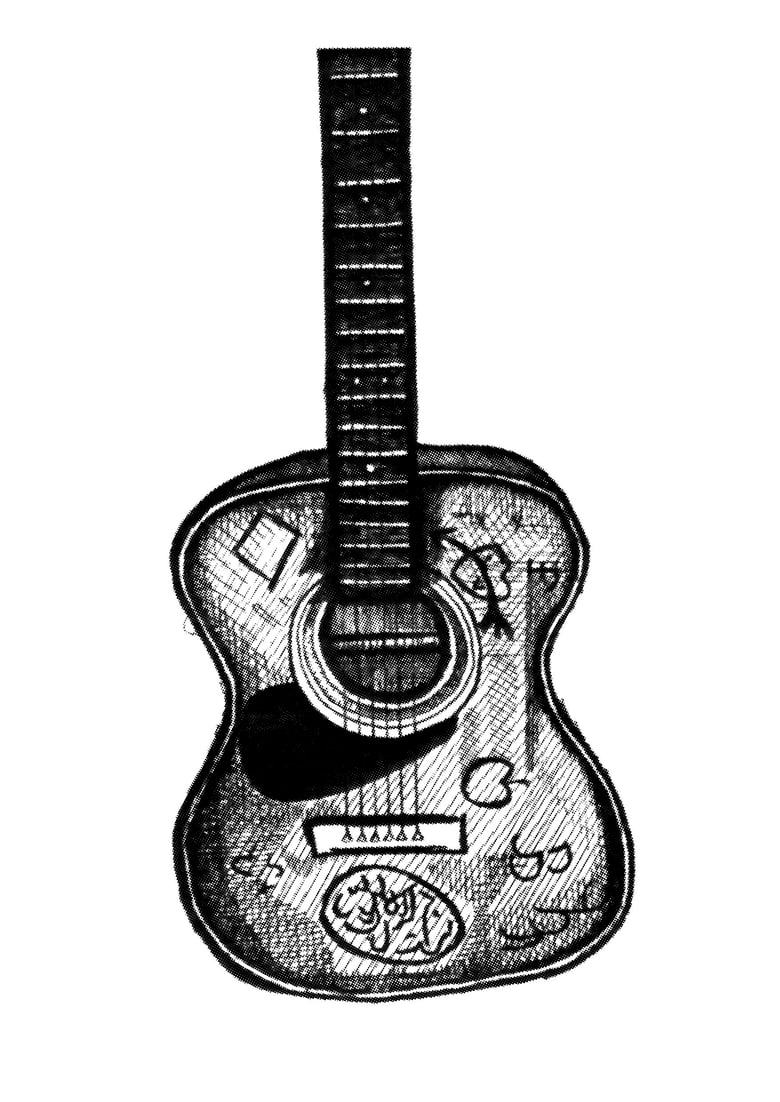 Image of Lennon Guitar by Mak.Ink. A3 screenprint