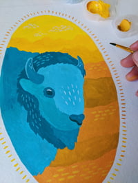 Image 3 of Teal Bison Painting