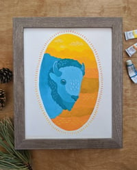 Image 1 of Teal Bison Painting