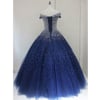 Blue Sparkle Sequins Ball Gown Quinceanera Dress, Beautiful Prom Gown