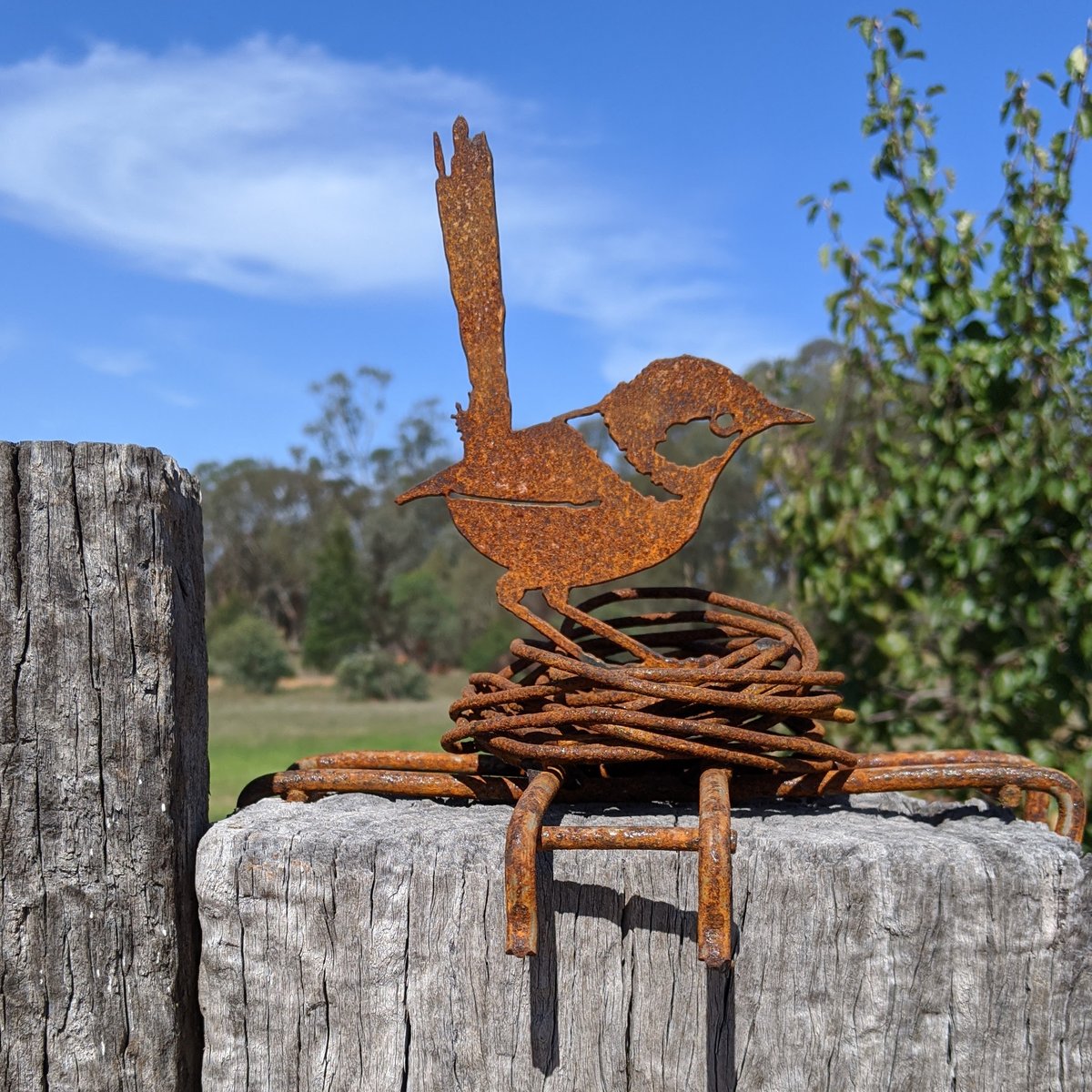 Wren in Nest - Table/Fence Topper | Weathered Garden Art