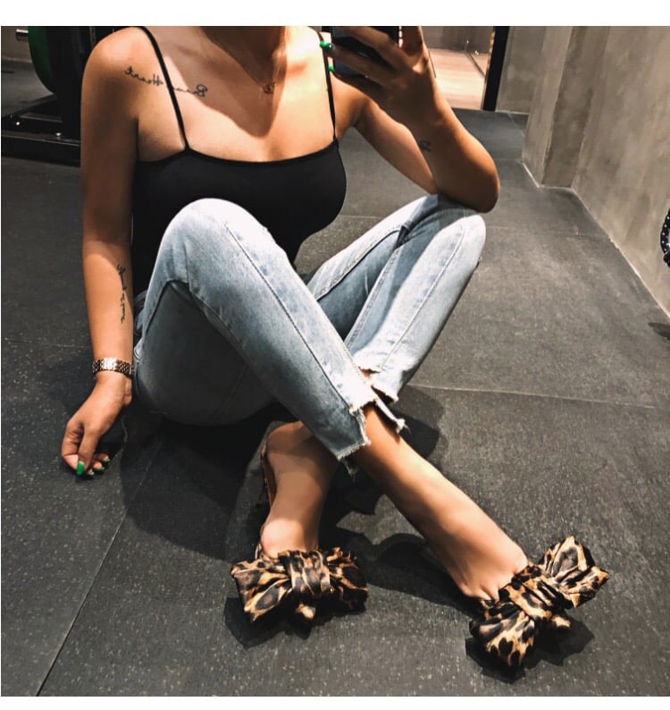 Leopard Print Bow Mule 3inch Heel