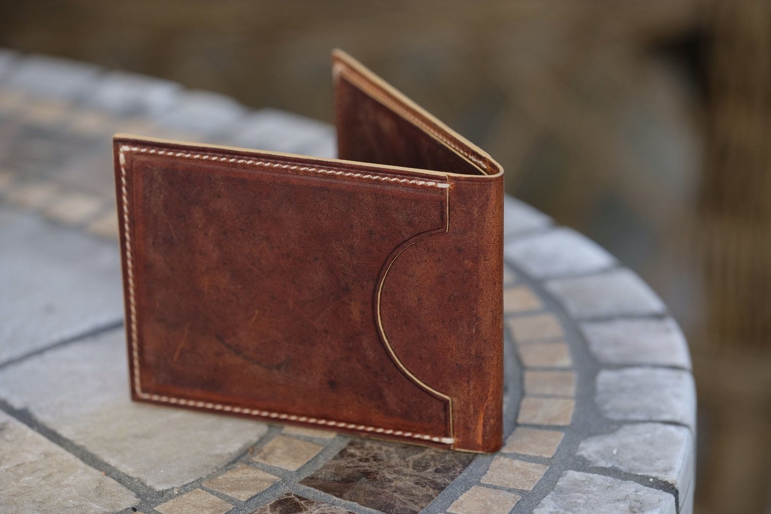 Image of MINIMALIST CARD BIFOLD WALLET DISTRESSED CALF