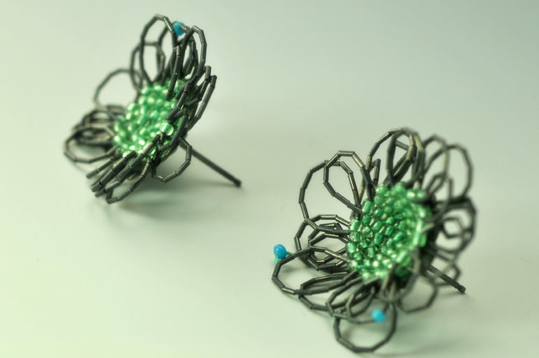 Image of Minty Blue/Green Flower Post Earrings