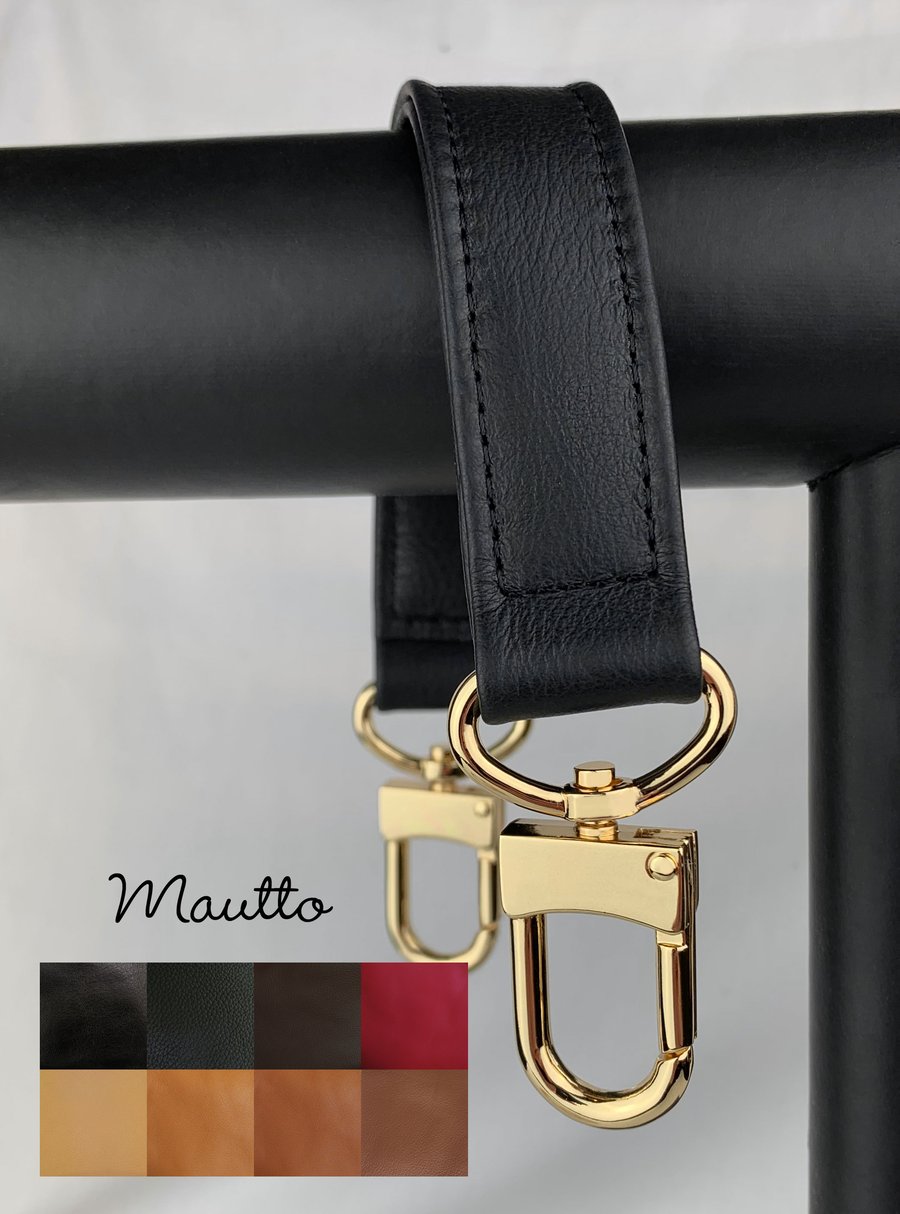 Image of Leather Top Handle for LV Neo Noe - 1" Wide - #16XLG U-shaped Clips - Choose Leather Color & Finish