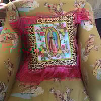Image 14 of Raspberry Pink Fringe Virgin Leopard Cushion Cover