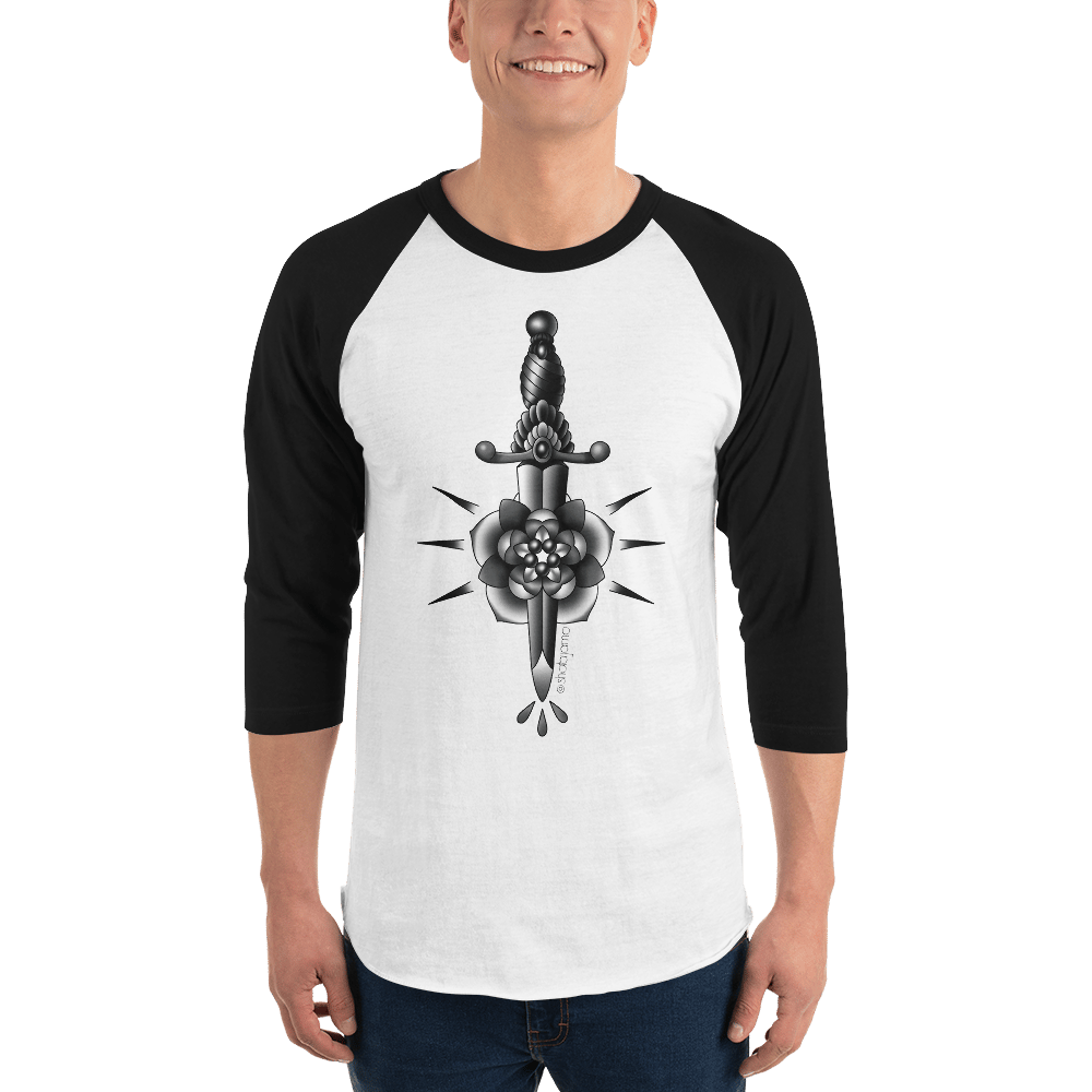 Image of 3/4 Baseball Tee with Dagger Design