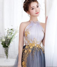 Image 2 of Unique Gradient Tulle Halter Long Party Dress, Tulle Prom Dress 