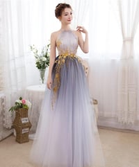 Image 1 of Unique Gradient Tulle Halter Long Party Dress, Tulle Prom Dress 