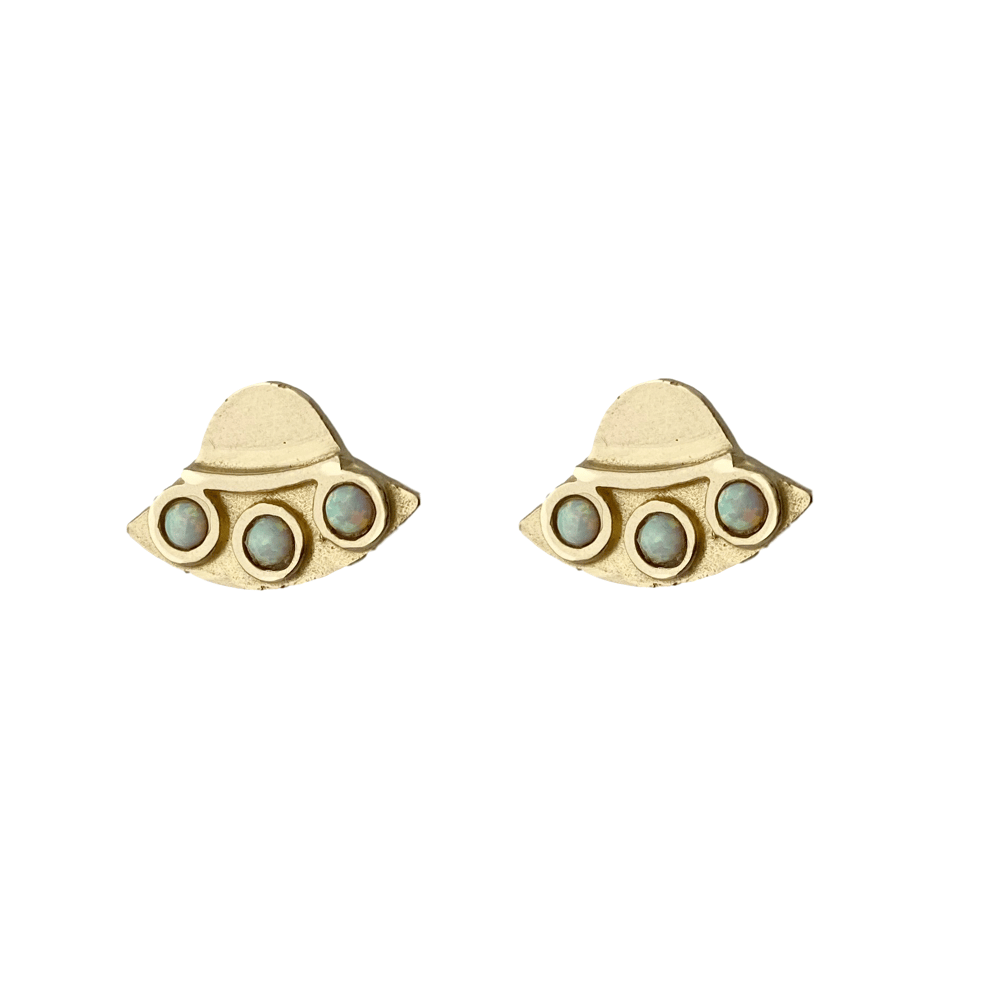 Image of UFO Earrings with Opal