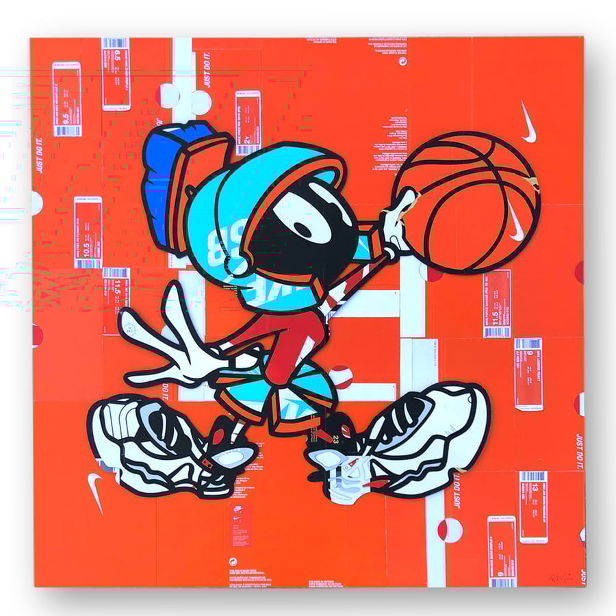 Image of Martian Jam Laser cut and stacked wrapped wood panel