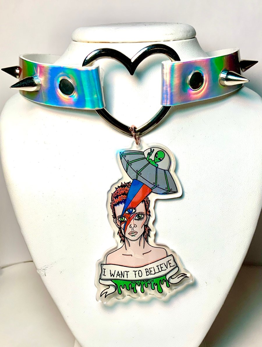Image of Bowie In Space Heart Ring Choker